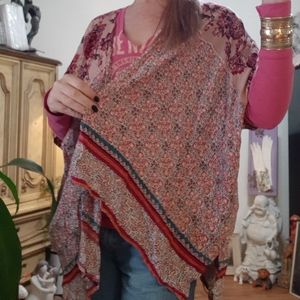 Womens Open Front Cover up Cape Shawl Kimonos ANGIE Boho Max Garden 420 Hippie
